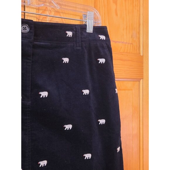 Talbots Womens Skirt 10 Navy Blue Embroidered Polar Bear Velvet Stretch - Picture 7 of 13